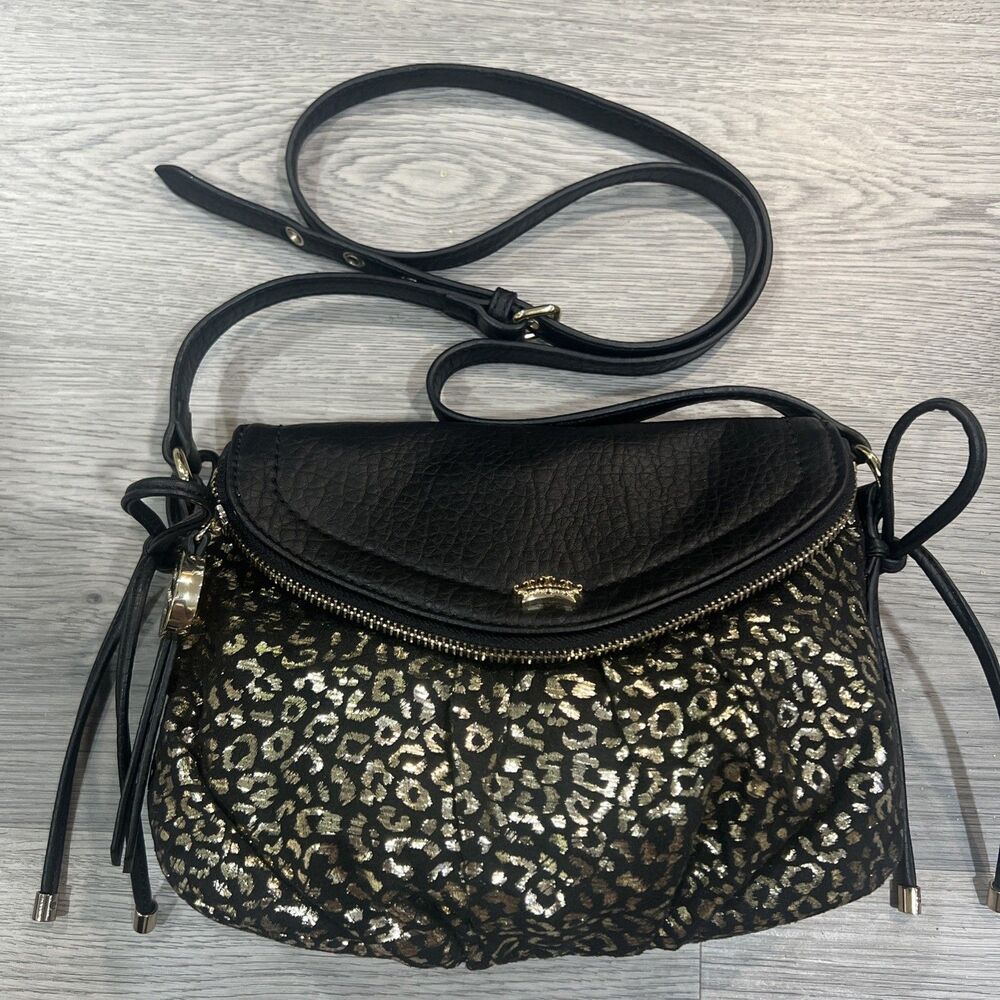 Juicy Couture Leopard Print Crossbody Bag Gold Accents with Bag Charm